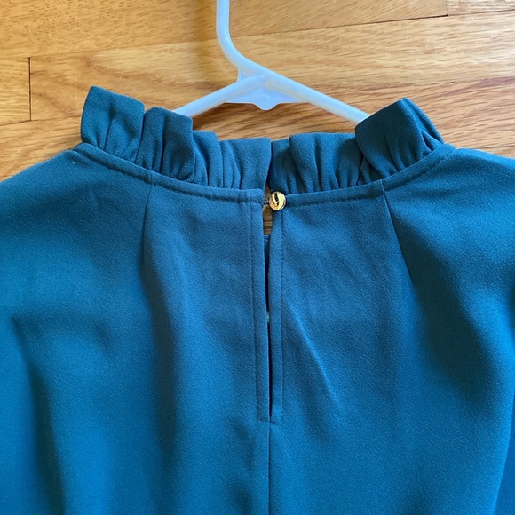 J.Crew ruffleneck top in 365 crepe - green - Picture 5 of 8